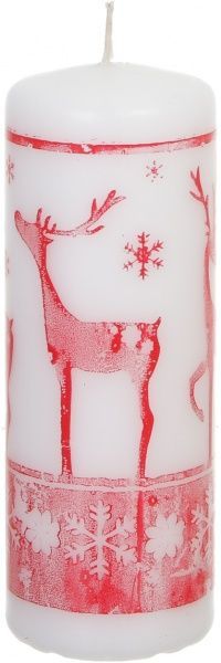 Свеча Цилиндр Олени Санты 1 белая 50х120 Pako-If