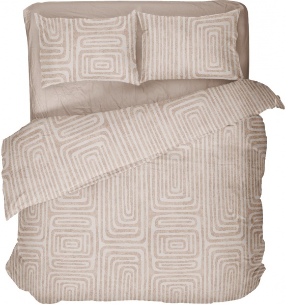 Комплект постельного белья Streamlined 2 бежевый с рисунком Luna 