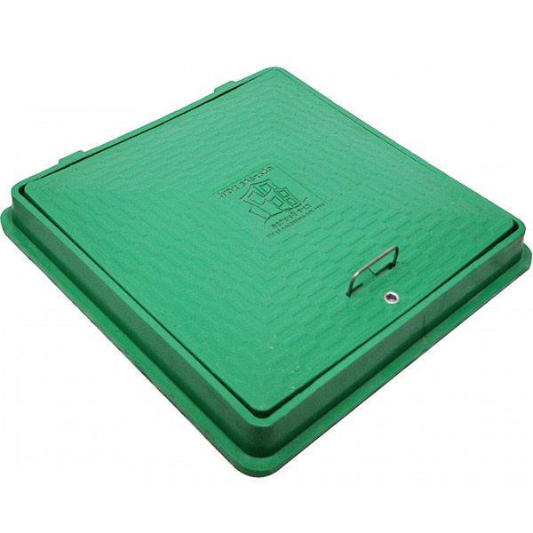 Люк канализационный POLIMERPLAST 650x650 мм A15 с замком зеленый