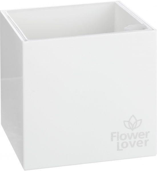 Горщик пластиковий Plastkon Flower Lover Cubico квадратний 0,7л білий 