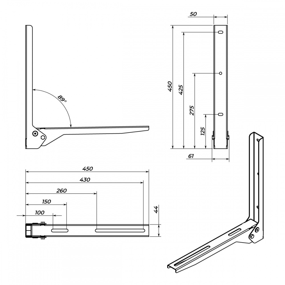 Кронштейн для зовнішнього блоку кондиціонера WACB-45 450х450х50 мм білий