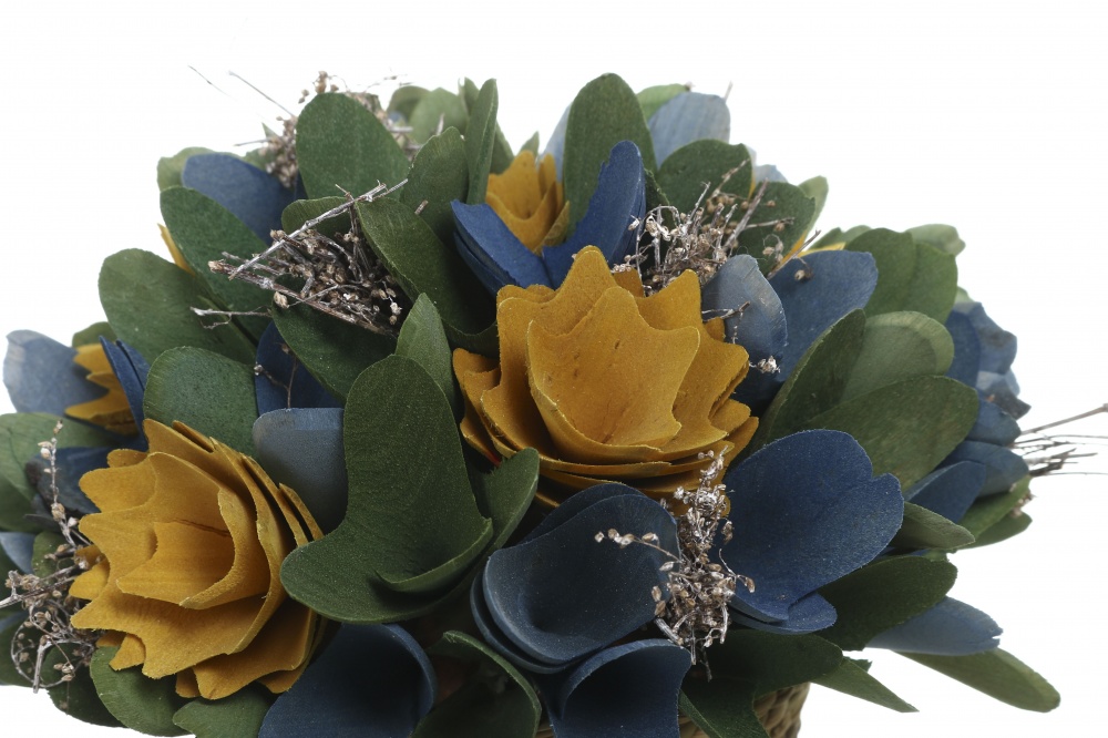 Декорация новогодняя композиция с сухоцветами в соломенном горшке 16 см E5-20220902