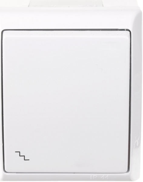 Выключатель проходной одноклавишный Ospel Fala влагозащищенный без подсветки белый