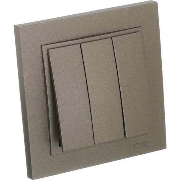 Вимикач триклавішний Mono Despina без підсвітки 10 А 250В бронзовий 102-232322-114