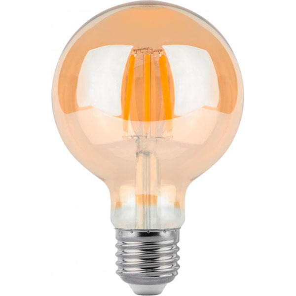 Лампа світлодіодна Gauss Black Filament Gold G95 6 Вт E27 2400 К 220 В прозора 105802006 