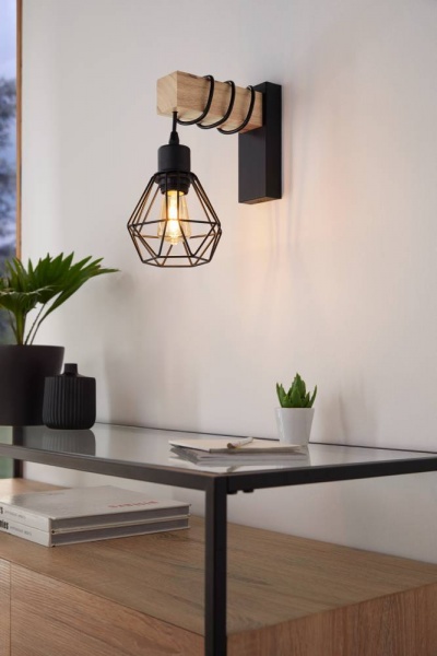 Бра Eglo Townshend 5 1x60 Вт E27 черный/дуб 43135 