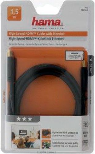 Кабель Hama HDMI 1,5 м чорний (122104) позолочений 