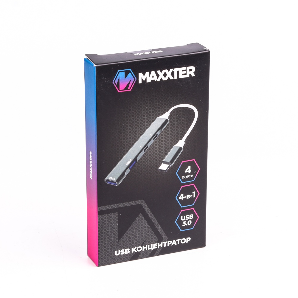 USB-хаб Maxxter HU3C-4P-03, USB 3.0 Type-С на 4 порти