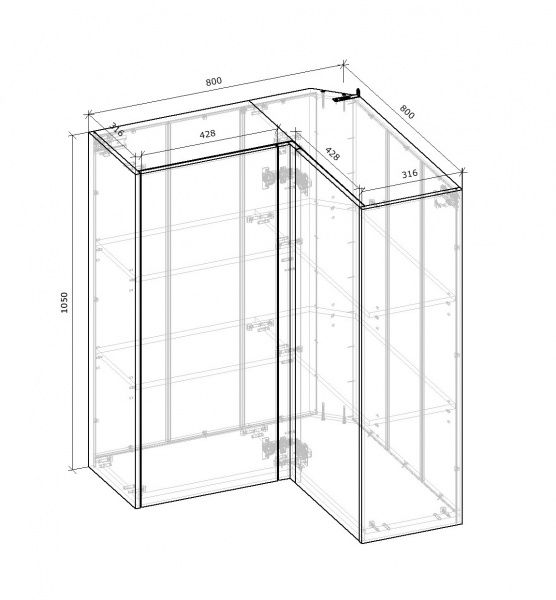 Шафа верхня кутова МС Ідея Лофт ВУ 80-80/105/31,6 бетон Грейд