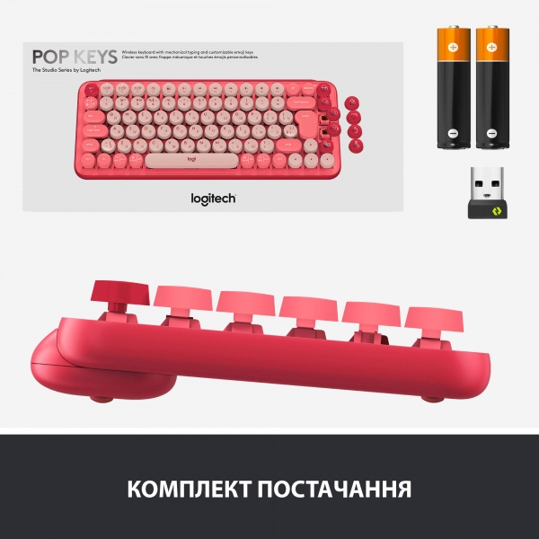 Клавиатура Logitech POP Keys Wireless Mechanical Keyboard With Emoji Keys heartbreaker rose (920-010718) 