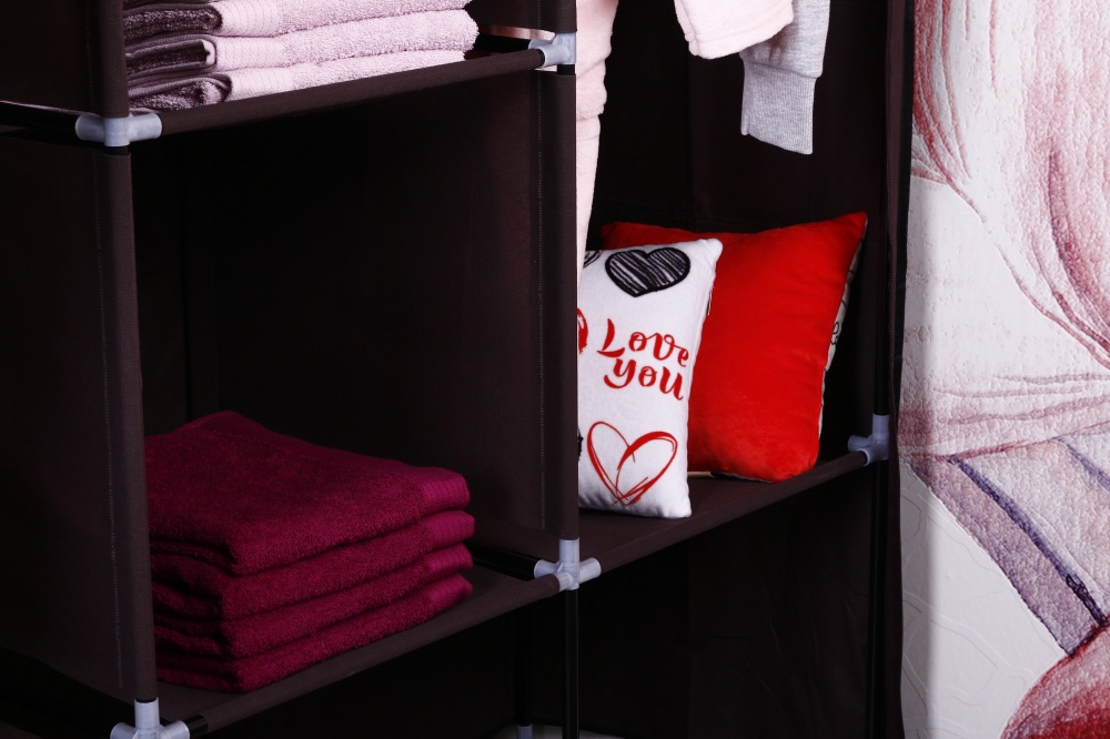 Тканевый шкаф LUNA HOME BROWNY с карманами 1720х1280х450 мм коричневый