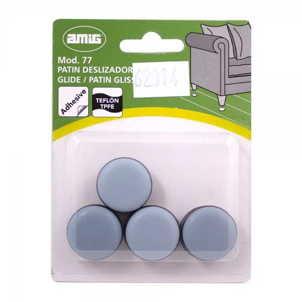 Накладка меблева Amig для ніжки модель 77 тефлонова сіра 8 шт.