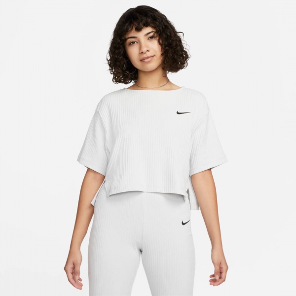 Футболка Nike W NSW RIB JRSY SS TOP DV7870-025 р.S серый