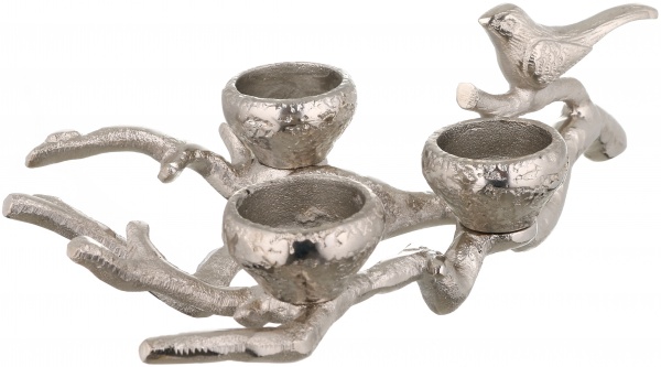 Подсвечник на 3 свечи серебряная птица 30х18х9 см AL-22092