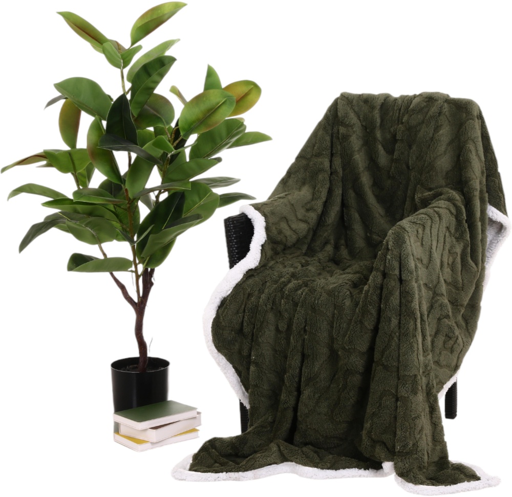 Плед Double Jacquard Sherpa 160x200 см зеленый La Nuit