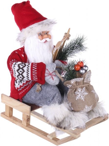 Декоративная фигура Дед Мороз лесной на санках S1801G 40 см 