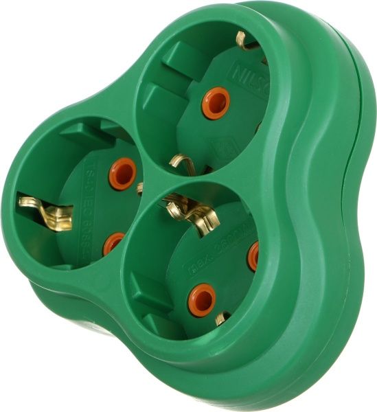 Комплект Nilson подовжувач + трійник із заземленням 3 гн. зелений 2 м 