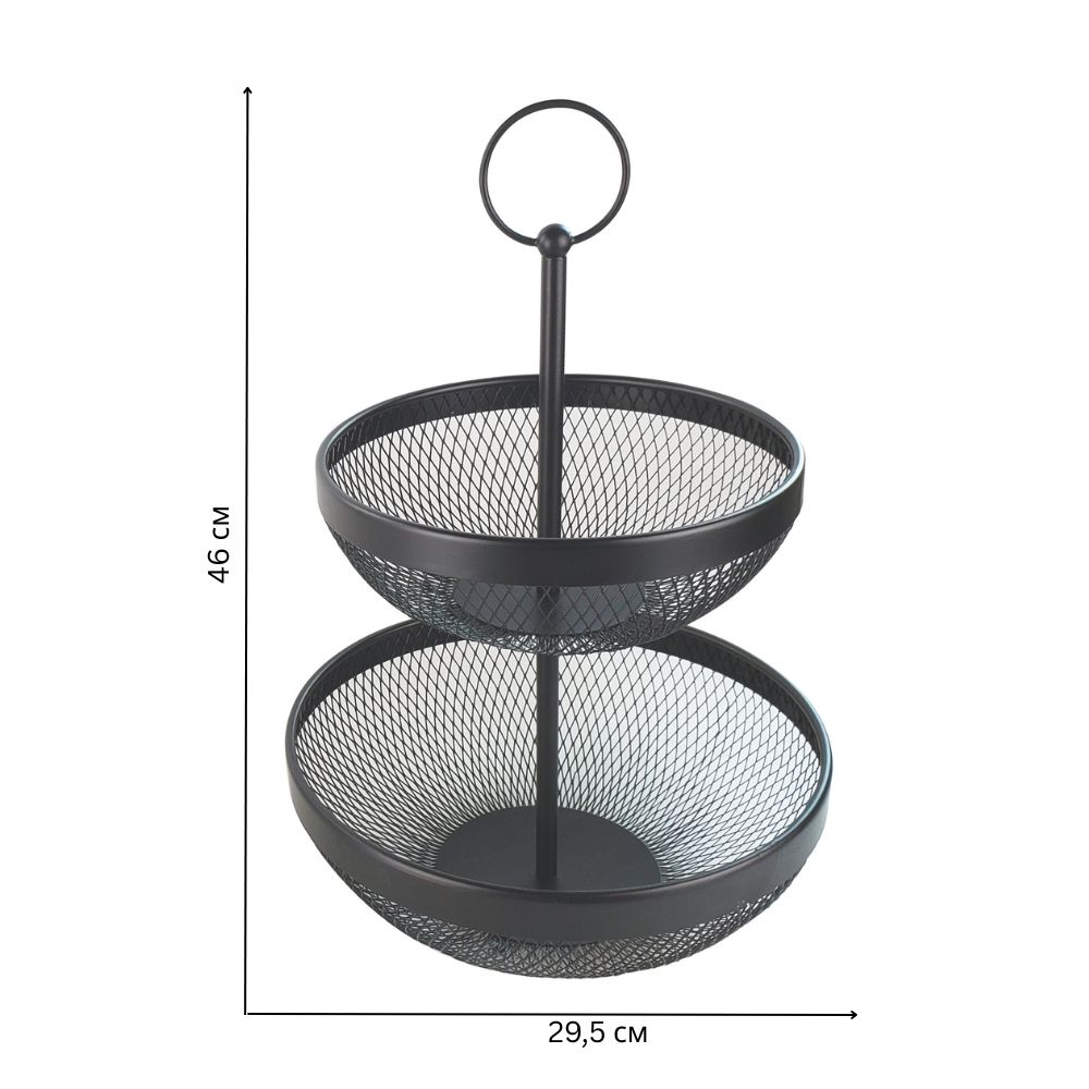 Корзинка для фруктов Flamberg Premium двойная Fernie 46х29,5 см черный металлическая