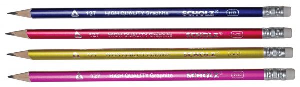 Олівець графітний НВ із гумкою металік колір в асортиметні 127 SCHOLZ
