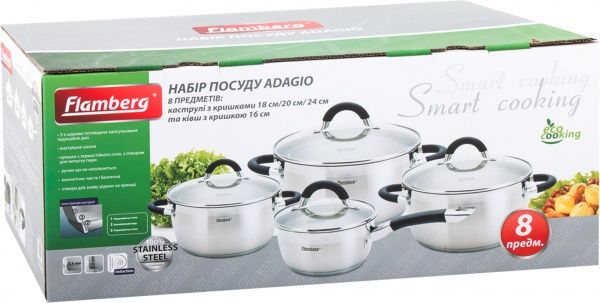 Набор кастрюль Adagio 8 предметов Flamberg
