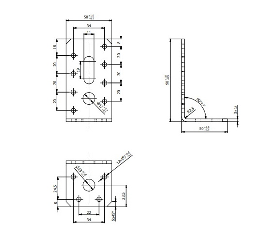 Кутник монтажний Domax L-подібний 90x50x50 мм 3 мм KR5