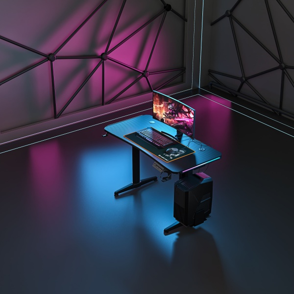 Стол компьютерный Anda Seat с электрорегулировкой высоты Terminator RGB Black (AD-D-DD1-1600L-01-B) 