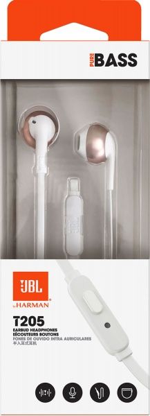 Гарнітура JBL® T205 rose gold 