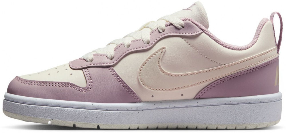 Кроссовки для девочек демисезонные Nike COURT BOROUGH LOW RECRAFT DV5456-129 р.35,5 бежевые с розовым