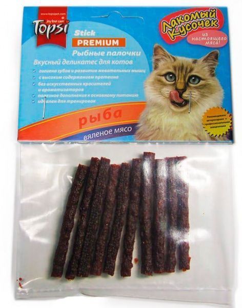 Лакомство Topsi рыбные вяленные палочки Премиум 10 шт.