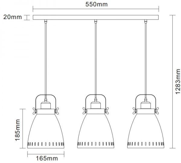 Підвіс Camelion New York PL-428S-3 С71 3x60 Вт E27 білий/хром 