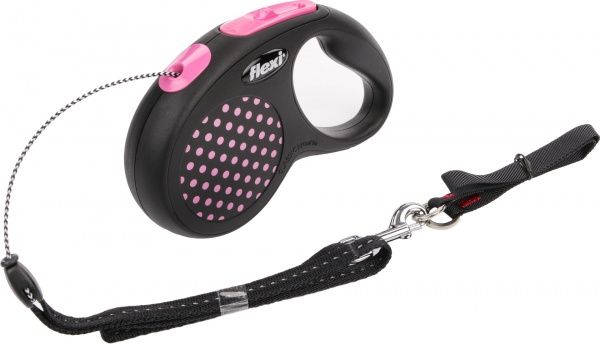 Повідець-рулетка FLEXI Disign S чорний із рожевою вставкою до 12 кг 5 м