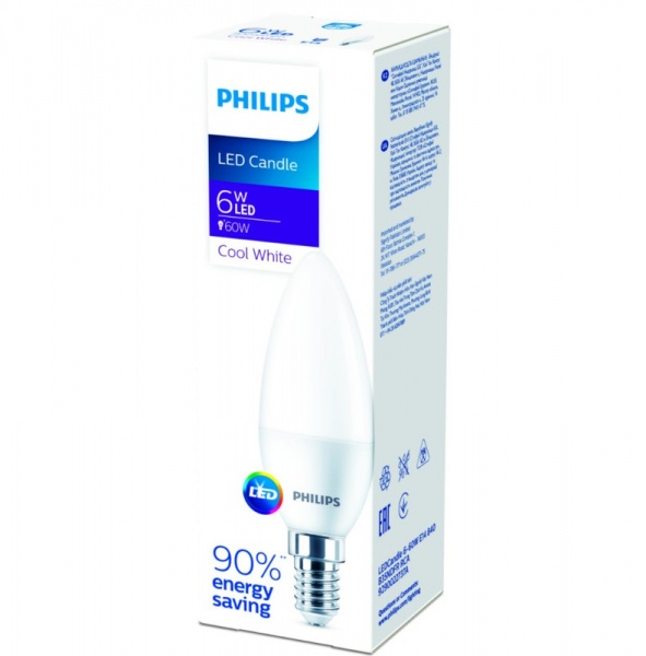 Лампа світлодіодна Philips EcoHome 6 Вт B35 матова E14 220 В 4000 К 929002273737 