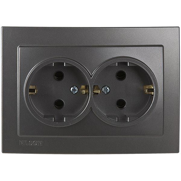 Розетка Nilson Touran 24161025 двойная c заземлением антрацит