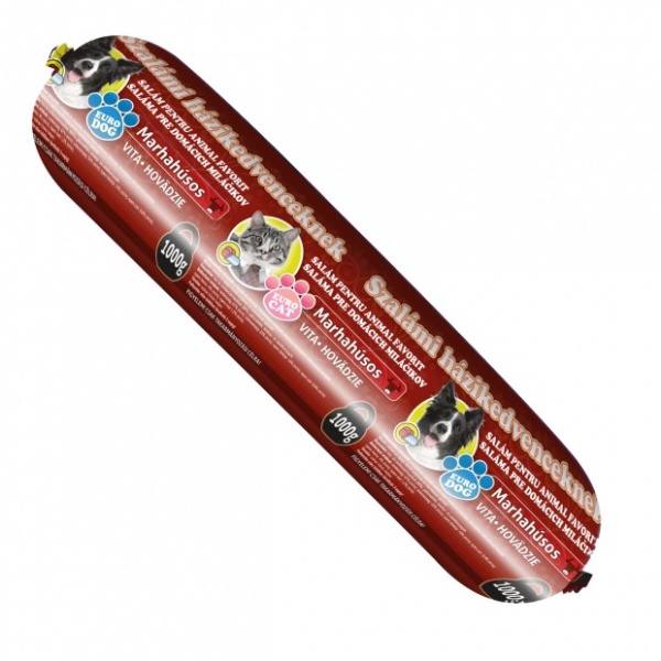 Паштет EuroPet яловичина, салямі для котів та собак 1 кг