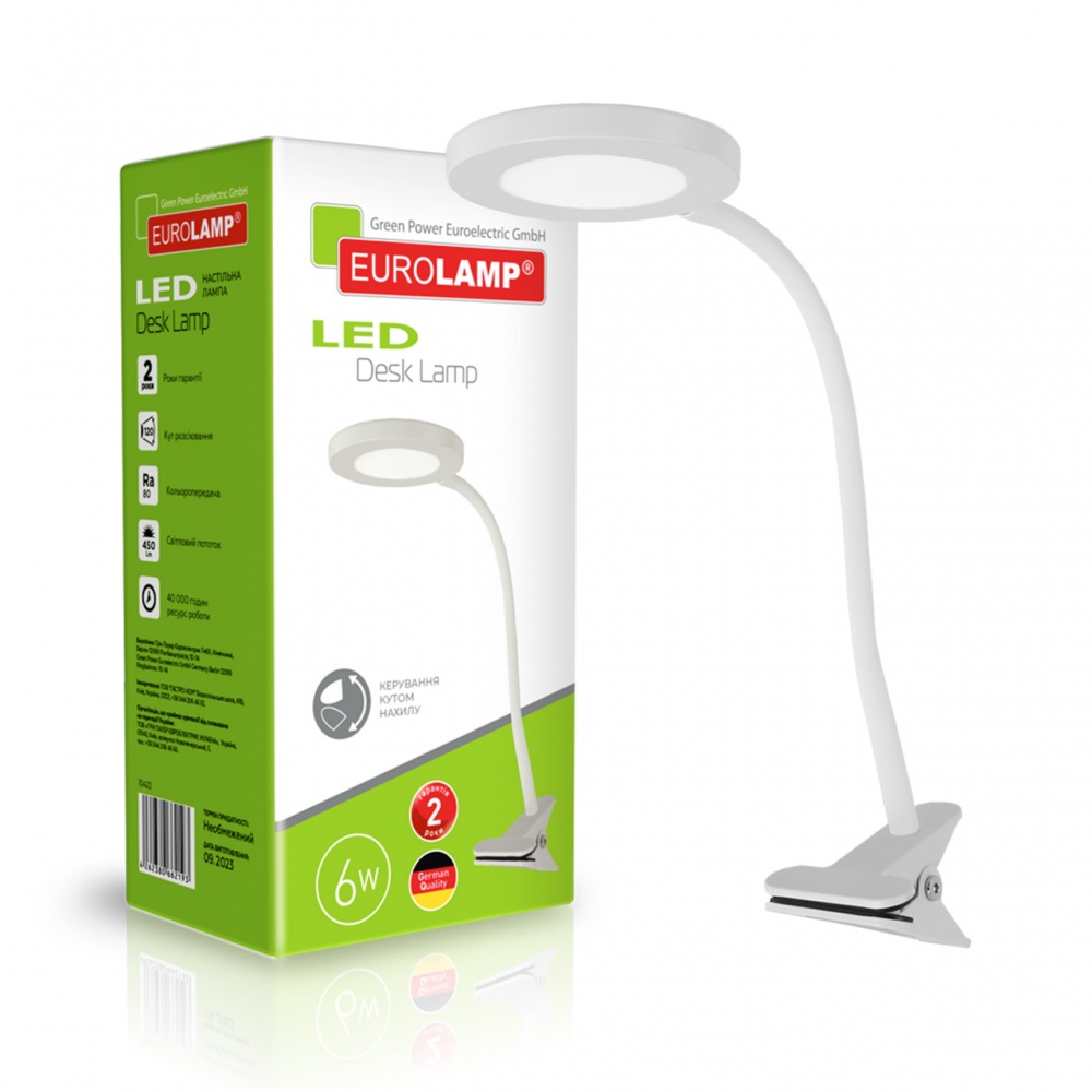 Настольная лампа офисная Eurolamp 6 Вт без цоколя белый LED-TLP-6W(white)