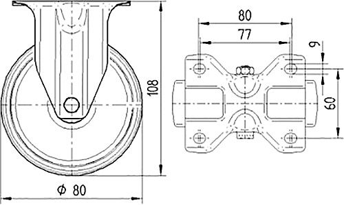 Колесо неповоротне 3478 PVO 080 P62 TENTE