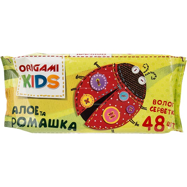 Детские влажные салфетки Origami алоэ и ромашка 48 шт.
