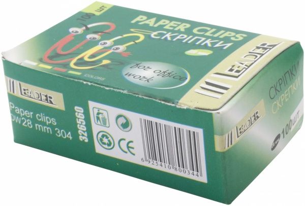 Скрепки 28 мм 100 шт DW 304 пластиковые Leader
