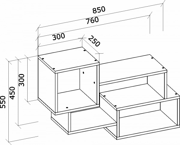 Полиця Грейд Мікс Преміум 850x550x250 мм дуб сонома/німфея альба 