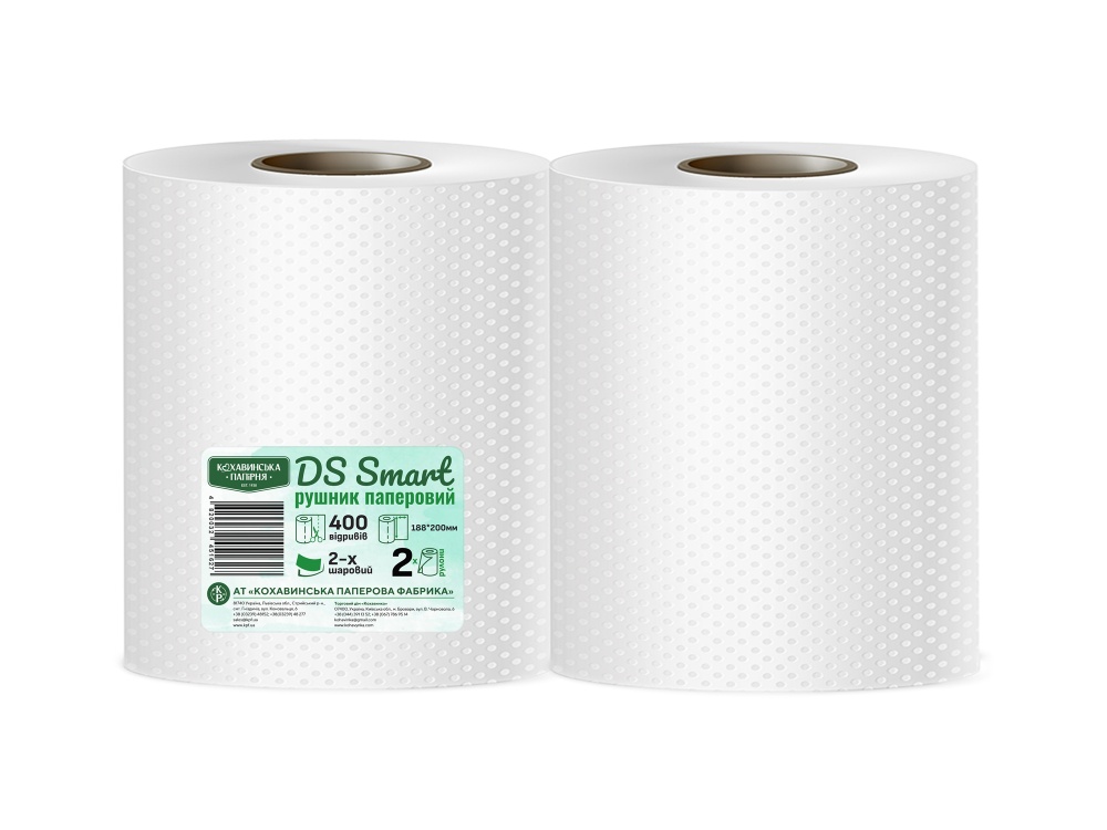 Бумажные полотенца Кохавинська папірня DS Smart двухслойная