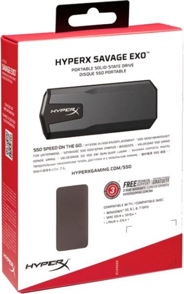 SSD-накопичувач Kingston HyperX SAVAGE EXO 960GB Portable USB 3.1 NAND TLC (SHSX100/960G) 