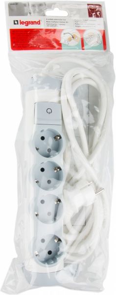 Удлинитель Legrand Comfort с заземлением 4 гн. серый 3 м 694627 