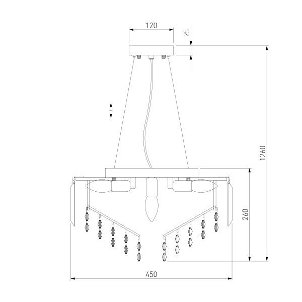 Люстра подвесная Strotskis Torreta 5x60 Вт E14 хром 10105/5 