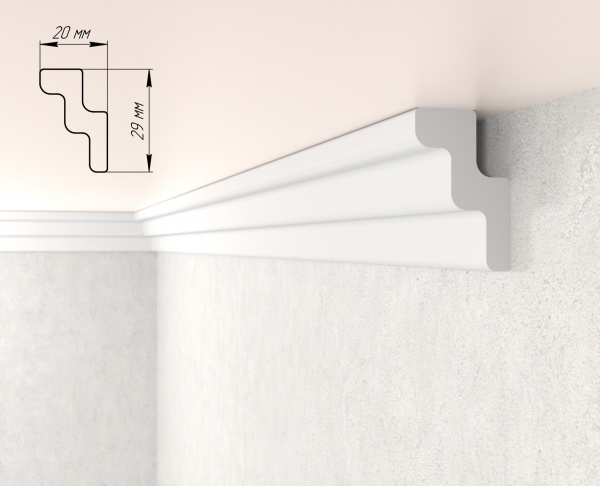 Плинтус для натяжного потолка Dellos Baget 2920 2000x20x29мм 