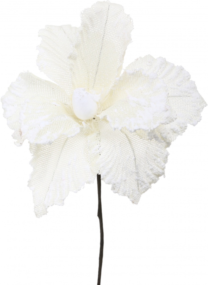 Квітка декоративна пуансетія льон забілена 28-23 см молочний