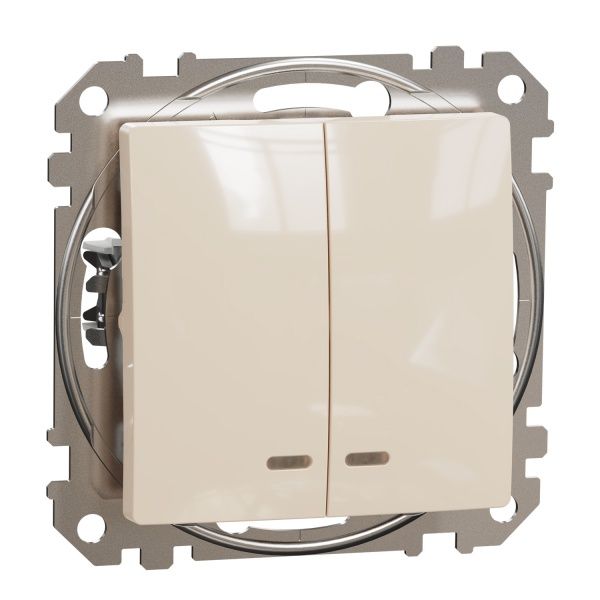 Выключатель двухклавишный Schneider Electric Sedna Design с подсветкой 10 А 250В бежевый SDD112105L