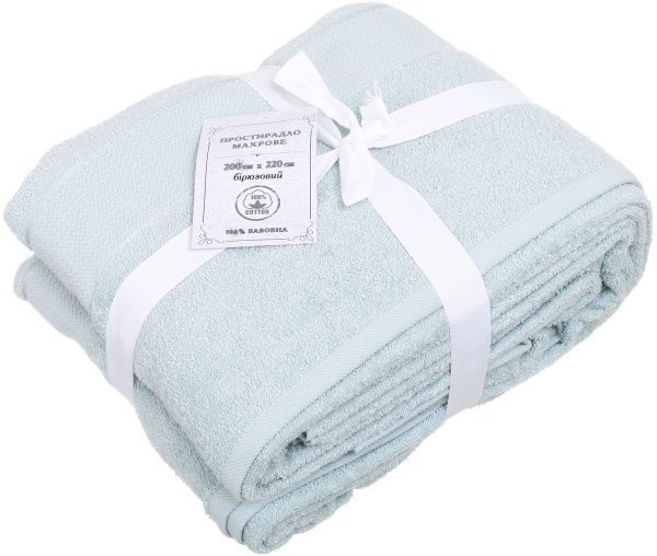 Простынь махра 200x220 см бирюзовый ТЕКС 