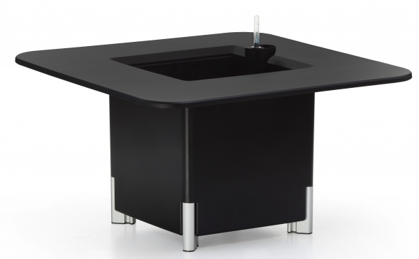 Горщик пластиковий Mondum Медітеранео 40x45x36 см (ніжки срібні/чорні) квадратний 36 л чорний 