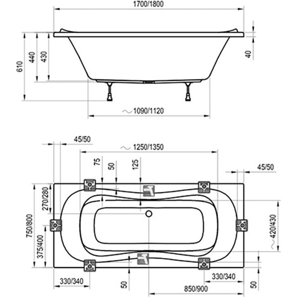 Ванна акрилова Ravak Campanula 180x80 см