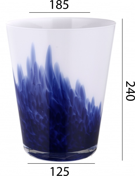 Ваза скляна Wrzesniak Glassworks Confetti опал 35 см кобальтовий 